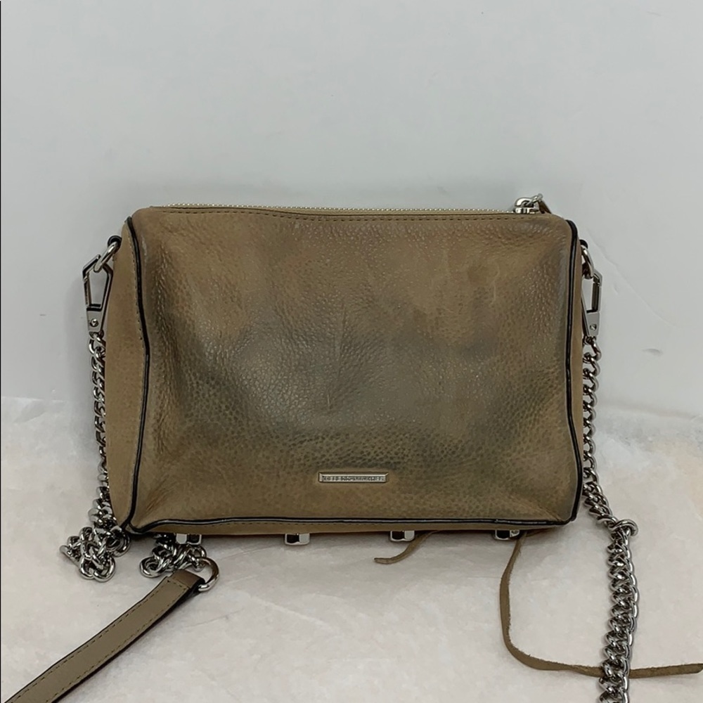 Rebecca Minkoff Taupe Crossbody Bag with Silver Chain